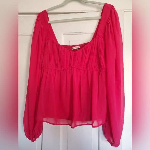 NWT A&F Pink Blouse Sz L - Picture 2 of 5